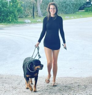 Alessandra Torre Instagram - She’s a beast. Hide your babies, cover up your jugular, and don’t make eye contact unless you want those juicy pupils ripped out. 

Or, just bring cheese. Cheese overcomes all. 🤷🏻‍♀️ 
#rottielove #rottweiler #dogoftheday