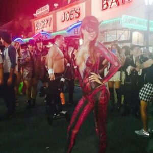 Alessandra Torre Instagram - These are pictures from back in 2017, at my first ever #fantasyfest. My #bodypaint was done by @mkarts and @hipzilla - if you are in #keywest be sure to swing by Irish Kevins to see M’s team at work and schedule your own paint. 🥳🤩