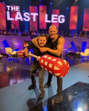 Alex Brooker Instagram - Hunter you’ll go on my first whistle, Mittens you’ll go on my second whistle………#thelastleg #gladiators