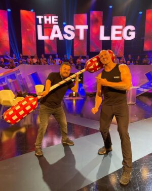 Alex Brooker Instagram - Hunter you’ll go on my first whistle, Mittens you’ll go on my second whistle………#thelastleg #gladiators