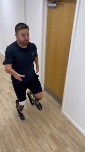 Alex Brooker Instagram - First time out the walking bars in my new blades @dorset_ortho this week. Love being 6ft in them, not so much the trying to stop! Plenty of work and adjustments to be done but excited to see what I can do. Thankyou to @moose.baxter @n.i.c.k_p @bethendurance for all your hard work too #amputee #bladerunner