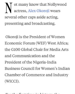 Alex Okoroji Instagram - Featured in today's SHOWBIZ section, page 19 of The Nation Newspaper along with news about the upcoming @wefwestafrica in December and the G100 West Africa Meetings.

Slide 1: Photo of Newspaper Story
Slide 2: Screenshot of the Online Version
Slide 3:  Another Screenshot 

If you missed it from the newspaper vendors nationwide, you can also read the full article online via the 🔗 in bio.

Special thanks to entertainment journalist, Sam Anokam for the feature.🙏🏾🙏🏾

#grateful #alexokoroji #queenofexpression #press #media #feature #showbiz #wef #wefwestafrica #event