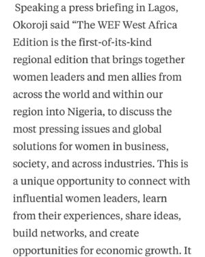 Alex Okoroji Instagram - Featured in today's SHOWBIZ section, page 19 of The Nation Newspaper along with news about the upcoming @wefwestafrica in December and the G100 West Africa Meetings.

Slide 1: Photo of Newspaper Story
Slide 2: Screenshot of the Online Version
Slide 3:  Another Screenshot 

If you missed it from the newspaper vendors nationwide, you can also read the full article online via the 🔗 in bio.

Special thanks to entertainment journalist, Sam Anokam for the feature.🙏🏾🙏🏾

#grateful #alexokoroji #queenofexpression #press #media #feature #showbiz #wef #wefwestafrica #event