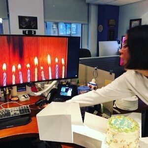 Alex Wagner Instagram - Totally delicious office bday cake, complete with video candles — courtesy of the loving and badass @wagnertonight crew. (PS you can blow out video candles just by right-clicking)