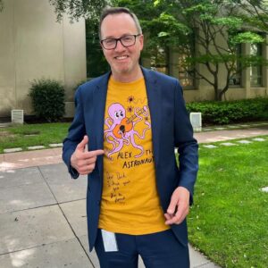 Alex the Astronaut Instagram - What a big day. Happy aus t-shirt day, happy Spotify wrapped day and happy Alex is learning to act at NIDA day. Thanks to all of you for listening and wearing my shirts. One of them being @davidshoebridge go Thursday