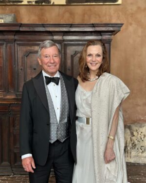 Alexandra Munroe Instagram - In Antwerp this weekend, celebrating Axel and May Vervoordt’s golden wedding anniversary at their castle, in the light of a full moon. Honored to be among their many friends from around the world who revel in the beauty they create, layered with palimpsests of cultural, architectural, and aesthetic visions drawn from Old Europe, Japan, India…and powered by the vision of some of the greatest artists of our time. Music is perhaps their most beloved passion; flip through these images to see Axel and May with soprano Joyce DiDonato, who performed the evening before on a stage whose backdrop was a monumental wall hanging by El Anatsui. Thank you, friends, for your enlightened generosity. And congratulations. 

@axelvervoordt_co @mayvervoordt @borisvervoordt @kimsoojastudio @anish.kapoor @jamesturrellart #magic #antwerp #goldenanniversary #gutai #joycedidonato #friendship