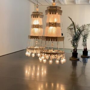 Alexandra Munroe Instagram - In Aspen, best show is Cerith Wyn Evans at Aspen Art Museum…this installation, called S-T-U-P-A (2017) draws from Islamic and Buddhist sacred architectural forms, transformed by light and Murano glass into a mesmerizing work, part festival, part temple. Congratulations to Director Nicola Lees for literally turning the lights on at @aspenartmuseum. 

#cerithwynevans #cerithwynevansexhibition #whitecubegallery #mariangoodmangallery #takaishiigallery #light #aspen #artcrush @nicolaleesm