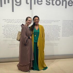 Alexandra Munroe Instagram - My God son George taking a break in the biennial beside Ahmed Mater’s work chronicling the political history of Saudi oil…and other images from the biennial and studio visits…

#diriyahbiennale2021 #riyadh #reforms @sasha.kalter #sarabinsafwan @guggabudhabi #guggenheim