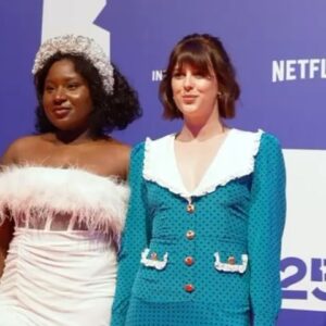 Alexandra Roach Instagram - What a night celebrating the best in British Film @bifa_film . So inspiring! Can’t wait to see all these brilliant films! Thank you @annahiggstagram for inviting me and @susiewoosie12 along with you. Celebrating British Film and also did a little quiet toast to our friendship. 💎💎💎 

Stylist : @emmalanestylist 
Dress: @alessandrarich @hurr 
Shoes: @jimmychoo 
Make Up: @charlotteyeomansmakeup 
Hair 🎀: @themanestyle