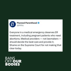 Alexis McGill Johnson Instagram - The U.S. Supreme Court had the opportunity to make clear that federal law requires access to abortion in an emergency, regardless of a state’s abortion ban — and they chose not to. 

They failed us again. This fight isn’t over.