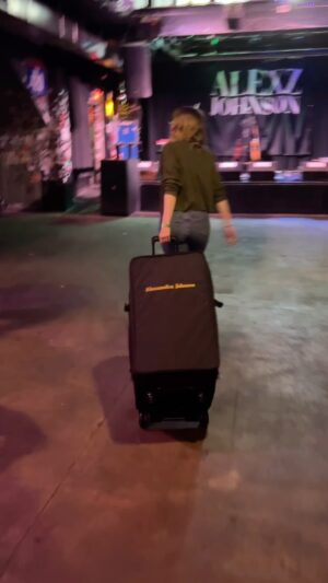 Alexz Johnson Instagram - Never, throughout my entire music career, have I seen such a functional, brilliant, and safe way to pack and travel with merchandise! Thanks @wattsbaggs for this beautiful merch bag! This one featured here is the Sales B Bag, and the embroidered Alexzandra Johnson is a very nice touch! ✨