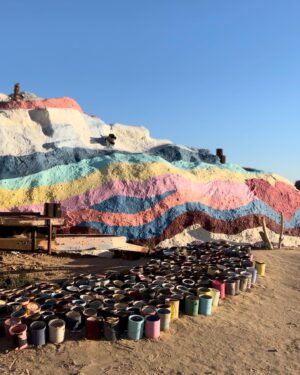 Ali Liebert Instagram - so much beauty in the desert - can't get over the color of the sky 🌅 I count myself very lucky to have spent a few days in the sun with these beautiful people.  #joshuatree #eastjesus #palmsprings #salvationmountain #saltonsea #roadtrip #queertravel