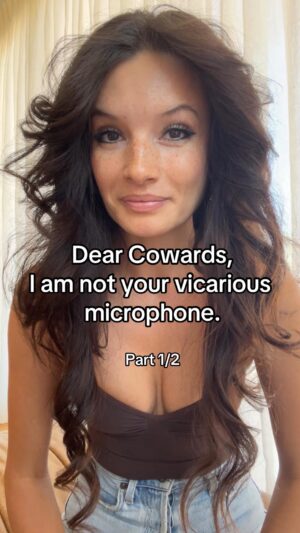 Alice Greczyn Instagram - Bitch, I said what I said. 💅🏼 Part 1/2: Addressing #cowards who want me to speak up more — but won’t even like my shit in public. 

Don’t get me wrong. I have compassion for your cowardice. I understand your livelihood may be at stake, as well as your social survival and sense of community. But I won’t always take the fall for the silent agreement of many when you, who love what I post, are too scared of its backlash to even follow me from your public account.

Some of you are not cowards. You are erring on the side of silence because of other deeply thought-out reasons. I get that and this message is not for you. It’s mostly for the keyboard warriors, far-Leftists, and religious conservatives who follow me and are simply afraid to say they agree with me in public because it means losing their social belonging and possibly endangering their livelihoods.

“But I’ll lose my job.”

I’m self-employed. My living hinges on being likable, too. I’m still willing to lose money and popularity for what I see as keeping my integrity.

For those who appreciate such acknowledgements: No, I am not a parent. I have the luxury of sharing my perspectives unencumbered by the fear of how I’m going to support a family if I get fired for stating a “wrong” opinion.

I know several people currently working for companies that are staunchly on one side of the Israel-Palestine war. These friends have received memos stating such — implying that if they voice a public opinion that is “not in alignment with company values,” they risk being fired. 

By all means, private companies should have the right to enforce no-politics policies in the workplace. But to threaten job loss if an employee voices an opinion outside of work-related accounts, in their personal life… I understand why many of you are rightfully scared.

But I am, too. So don’t ask me to keep saying more of what you can’t even whisper while you hide behind your anonymous account. 

#freespeech #cowardice #freethinker #freethinking #exfundamentalist #cancelculture #anticancelculture #freethought #criticalthinking #tribalism