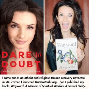 Alice Greczyn Instagram - From #purityculture to #PlayboyBunny! 🐰 Swipe to see the before! I’m Alice and it felt time for a reintroduction…

Many of you know me as a TV/film actress. I grew up as a homeschooled, purity ring-wearing, #evangelicalChristian. People always ask me what it’s like being an atheist in Hollywood—and why I became a Playboy Bunny. So, I put together this intro.

If you swipe, you’ll see me as a modestly dressed Christian missionary. My life’s purpose was to glorify God, especially through the teachings of #purityculture. This included covering myself so that I wouldn’t be a #stumblingblock—a pitfall of sin causing men to lust.

Everything changed when I was betrothed at 17 to a man I didn’t love. My faith not only cracked. It shattered.

This shattering ultimately led to my liberation. If you’re curious, I wrote a book about my journey called “Wayward: A Memoir of Spiritual Warfare & Sexual Purity.” TLDR: With years of therapy, an accidental career in Hollywood, and the love and grace of secular friends, I eventually healed from what I now know to be #religioustrauma.

In 2019, I founded @DaretoDoubt, a resource site for people detaching from belief systems they come to find harmful. Publishing my book further established my voice in #deconstruction and #atheist spaces. These days, I prefer describing myself as a #freethinker, for dogma is not limited to religion. My life’s purpose now is helping others free themselves from the shackles of fear and shame within any ideology.

Today, I’m a lot of things: a writer, a public speaker, a podcaster, and yes—a Playboy Bunny! Part of my healing from purity culture has been indulging my love of pinup and dress-up—or rather, dress-down… 🫦 I learned rebellion is sacred medicine.

“Playboy’s greatest critics through its history have been members of the Moral Right and what Hugh Hefner would have described as ‘radical feminists,’” says journalist Jamilah Lemiuex.

These are also my greatest critics. Link in bio for all the things that’ll show you why, from my writing to photography!💄🖋️ 

I’m so happy you’re here! 

💋, Alice