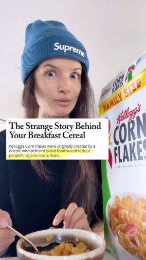 Alice Greczyn Instagram - Did you know? 🥣 Dr. John Harvey Kellogg had a very ulterior motive for making his famous breakfast cereal. Did #Kelloggs #cornflakes work for you?

😂 More #funfacts about the late doctor: 

• Dr. Kellogg was a #SeventhDayAdventist.
• He was an advocate for the #ProgressiveMovement while also advocating eugenics and segregation (progress is so relative, no?).
• He was so sincere in his belief that seggs was bad for health, he reportedly never even consummated his own marriage.
• He invented #granola among other cereals and is one of several people credited with inventing peanut butter.
• His wife, Ella, is supposedly the one who suggested rolling out cornflake dough into thin sheets to then crumble into flakey pieces!

Thats all, folks! Happy Friday!