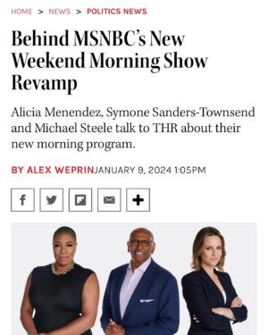 Alicia Menendez Instagram - See you Saturday 8amET with @symonedsanders & @chairman_steele ☀️☕️