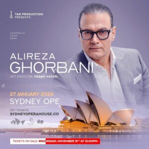 Alireza Ghorbani Instagram - •
با افتخار این‌بار میزبان هموطنان‌ عزیزمان در استرالیا خواهیم بود و نخستین اجرا شنبه ۲۷ ژانویه ۲۰۲۴ در سالن زیبا و مجلل اپرای سیدنی منتظر حضور ارزشمند شماست و به زودی اطلاعات کنسرت در شهرهای دیگر استرالیا همچون ملبورن ، بریزبن و پرت به حضورتان اعلام خواهد شد.
ضمنا شروع بلیت فروشی شهر سیدنی از روز چهارشنبه ۱۵ نوامبر ۲۰۲۳ ساعت ۱۲ ظهر بوقت سیدنی آغاز خواهد شد.

جهت تهیه بلیت به سایت اصلی سالن اپرای سیدنی به آدرس زیر مراجعه کنید
www.Sydneyoperahouse.com

با اشتیاق به دیدارتان می آییم
.
“With pride, we will be hosting our dear compatriots in Australia this time, and the first performance will take place on Saturday, January 27, 2024, at the beautiful and majestic Sydney Opera House. We look forward to your esteemed presence, and soon concert details in other Australian cities such as Melbourne, Brisbane, and Perth will be announced. Excited to meet you soon!”
Additionally, ticket sales for the Sydney show will commence on Thursday, November 15, 2023, at 
12:00 PM Sydney time.

“To purchase tickets, please visit the official Sydney Opera House website at www.Sydneyoperahouse.com.”
.

‏@alireza_ghorbani 
@hesamnaseri
@tar_productiin
@shahreaftabasso
@ahangeshtiagh

.
#alirezaghorbani
#alireza_ghorbani
#hesamnaseri
#australiatourconcert
#کنسرت_علیرضا_قربانی
