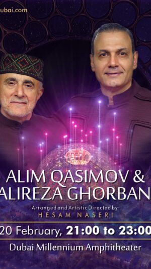 Alireza Ghorbani Instagram - کنسرت مشترک عالیم قاسیموف و علیرضا قربانی در رویداد جهانی اکسپو ۲۰۲۰‌‌ دبی‌
.
با افتخار به اطلاع عموم علاقمندان موسیقی می‌رساند کنسرت مشترک استاد عالیم قاسیموف و علیرضا قربانی در رویداد جهانی اکسپو ۲۰۲۰ دبی با همت بنیاد فرهنگی رودکی و  همراهی هنرمندان ارزشمندِ کشورهای ایران و آذربایجان و در سالن 
‏Dubai Millennium Amphitheater در تاریخ یکشنبه اول اسفند ۱۴۰۰ و ساعت ۲۱ برگزار خواهد شد.

با مراجعه به سایت رسمی اکسپو۲۰۲۰  به آدرس 
‏www.expo2020dubai.com
، ورود برای عموم  علاقمندان موسیقی آزاد و رایگان خواهد بود.

.

I’m pleased to announce that joint concert of Alim Qasimov and Alireza Ghorbani at the World Expo 2020 Dubai with the participation of valuable artists from Iran and Azerbaijan in 
Dubai Millennium Amphitheater venue will be held on Sunday February 20,2022  at 9:00 pm.

 By visiting the official website of the Expo, entry will be free for all music lovers.
www.expo2020dubai.com

‎نوازندگان:
‎حسام ناصری : مدیر هنری گروه ، مشتاق
‎رئوف اسلاموف : کمانچه 
‎سامان صمیمی : کمانچه
‎پویا سرایی : سنتور
‎میلاد محمدی : تار 
‎دارا دارایی : گیتار باس
‎زکریا یوسفی : سازهای کوبه‌ای
‎شایان ریاحی : سازهای کوبه‌ای
‎آرش پاکزاد: مدیریت صدابرداری کنسرت 
‎جلیل دیده‌ور: هماهنگی با گروه آذربایجانی 
.
پوستر و موشن گرافی: سحر نایبی
.
با تشکر فراوان از خانم ندا‌ ریحانی 
مدیر اجرایی پروژه
. 
سپاس از سینا پاکدل و رضا کمالی 

.
‎‏@alimqasimov_official 
‎‏@alireza_ghorbani 
‎‏@hesamnaseri
‎‏@samansamimi_official 
‎‏@raufkaman
‎‏@pouya_saraei_official 
‎‏@milaadmohammadi_ 
‎‏@zakariayousefi 
‎‏@shayanriyahi 
‎‏@daraeedara 
‎‏@arashpakzad
@neda.reyhani 
‎‏@jalildidevar 
@saharnayebi
‎‏@sinapakdel
.
.
.
‎‏#alirezaghorbani
‎‏#alimqasimov
#alireza_ghorbani
‎‏ #hesamnaseri
‎‏expo2020#
#dubai
#emirate
‎‏#rumi
‎‏#rababi
‎#علیرضا_قربانی
‎#علیرضاقربانی 
‎#کنسرت

‎#کنسرت_موسیقی_ایران
‎#فستیوال_موسیقی