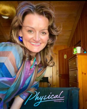Alison Wright Instagram - Can’t promise you legwarmers… but 80’s fashion & fun is guaranteed 💜 💗
Let’s get 💜 #physical tonight  @appletvplus 

I love you 
💗💜 @fullyrosebyrne 💜💗@annieweisman @stefflaing