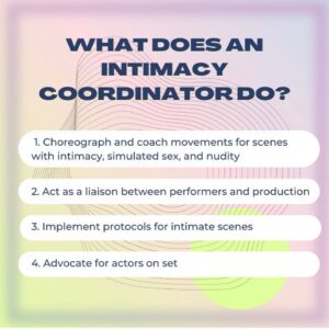 Alix Schwartz Instagram - Life update: I am now a trained intimacy coordinator with @idcprofessionals . This has been a two year journey with IDC, but I feel like I have been working towards this my whole life with my acting and movement background. I’ve always been drawn to physical storytelling, the human connection, and the vulnerability it takes to create these stories. I hope to give actors and directors the tools and confidence to play freely within the boundaries and the ability to create story-specific intimacy.

I feel honored to have trained alongside such wonderful and courageous creatives in my cohort. I can’t wait to see what stories we tell and what intimacy we elevate. The industry is truly in a transitional time and I’m so excited to be a part of this consent revolution. 

Please reach out if you want to know more about Intimacy Coordinating or if you are looking to bring an IC onto your production. I will be serving the Vancouver, LA, NYC, and Utah area. 

Thank you IDC for giving me this opportunity and I couldn’t have hoped for better guidance. 

#intimacycoordinator #intimacy #IC #sagaftra #idc #intimacycoach #intimacydirector #intimacychoreographer #movementcoach #nycintimacy #icc #intimacycoordinatorscanada #ubcp #filmindustry #filmproduction #crewlife #consentculture #filmchoreographer #safesets #vancouverfilm #utahfilm
