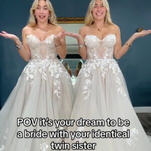 Allie Kaplan Instagram - Imagine if we were twin brides 🥹👯‍♀️
.
.
.
.
.
.
#bride #bridetobe #engaged #wedding #weddingdress #sisters #twins #galialahav #glbride