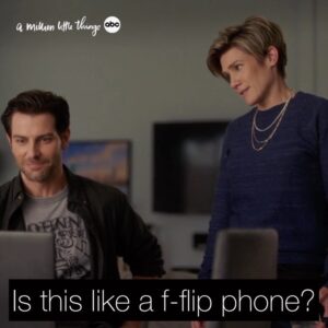 Allison Miller Instagram - It’s the day of the show!! Greta and Eddie finally bond over technology! None of Eddie’s several children ever showed him what a laptop is! He did somehow manage to write his name on it but he kept calling it a “word processor.” Maybe Sophie will teach him a TikTok dance. Maybe Greta will download Microsoft Word? Has she ever met Clippy?!?! @millionlittlethingsabc is here tonight at 10/9c and it’s more tech focused and filled with message board drama than EVER!!! HOPE YOU KNOW HMLT FOR AMLT TONIGHT. ❤️❤️❤️❤️💻📀⌨️💿💾🖥💽🧑‍💻 #amillionlittlethings #amillionlittlethingsabc