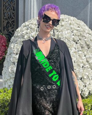 Alondra Excene Shields Instagram - My “Boo-chelorette” in New Orleans 🦇
My heart is so full after spending last week with all of these amazing women in one of my favorite cities! Everyone got along so well and it was truly magical! We started the trip with a night in at our mini mansion, taking advantage of our heated pool. 1st day we went and visited our Vampire Queen Anne Rice. We drank red wine and left some as an offering. 🧛🏻‍♀️🩸 We did a ghost tour, then raged our faces off at The Dungeon Bar! They don’t allow photos which is probably a good thing 😂 
Having my Mom there with Me was so special. I’ve been wanting her to go to NOLA with Me since the first time I went. I’d have no love for vampires or Anne Rice if it wasn’t for Her 🖤🧛🏻‍♀️
I’ll never forget this trip. I’ll never forget how these women showed up for Me and made me feel so special. I’m truly the luckiest girl in the world. 
Huge thank you to my Wife & Maid of Honor @witch.book_ for wrangling everyone & getting the cutest decorations! 
I love you all so much and can’t wait for the wedding in a few weeks!!
We’ll always have New Orleans 🖤🦇
Most of my clothes and accessories are from @foxbloodshop 
•
•
•
•
•
•
#nola #neworleans #bacheloretteparty #boochelorette #thiswitchisgettinghitched #annerice #annericegrave #foxblood #babeswhowearblack