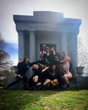 Alondra Excene Shields Instagram - My “Boo-chelorette” in New Orleans 🦇
My heart is so full after spending last week with all of these amazing women in one of my favorite cities! Everyone got along so well and it was truly magical! We started the trip with a night in at our mini mansion, taking advantage of our heated pool. 1st day we went and visited our Vampire Queen Anne Rice. We drank red wine and left some as an offering. 🧛🏻‍♀️🩸 We did a ghost tour, then raged our faces off at The Dungeon Bar! They don’t allow photos which is probably a good thing 😂 
Having my Mom there with Me was so special. I’ve been wanting her to go to NOLA with Me since the first time I went. I’d have no love for vampires or Anne Rice if it wasn’t for Her 🖤🧛🏻‍♀️
I’ll never forget this trip. I’ll never forget how these women showed up for Me and made me feel so special. I’m truly the luckiest girl in the world. 
Huge thank you to my Wife & Maid of Honor @witch.book_ for wrangling everyone & getting the cutest decorations! 
I love you all so much and can’t wait for the wedding in a few weeks!!
We’ll always have New Orleans 🖤🦇
Most of my clothes and accessories are from @foxbloodshop 
•
•
•
•
•
•
#nola #neworleans #bacheloretteparty #boochelorette #thiswitchisgettinghitched #annerice #annericegrave #foxblood #babeswhowearblack