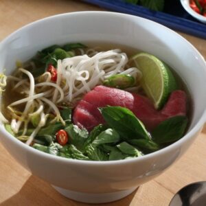 Alton Brown Instagram - Pho, (rhymes with "huh") tastes like Vietnam in a bowl, and it's just about my all-time favorite breakfast...that's right, breakfast. 

#linkinbio #phobo #beefpho #altoneatshisveg #freshveg