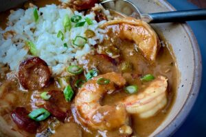 Alton Brown Instagram - Gumbo is little more than a roux-thickened stew with rice, and yet to call it nothing more than a roux-thickened stew with rice is to utter culinary blasphemy.

#linkinbio #Cajunstyleshrimpgumbo #noblasphemyhere #instagood #instafood