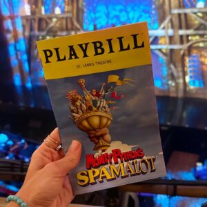 Aly Mang Instagram - ✨Monty Python’s Spamalot on Broadway! 

A hilarious parody of the Legend of #KingArthur & his quest for the grail 🏆 @spamalotbway — Bravo @jonathandbennett 👏🏻 Making his Broadway debut! 

The best bday bestie tradition w @mikey.james.fit 🥳

#HolyGrail #Spamalot #MontyPython #Comedy #Musical #Broadway #HappyPlace #NYC #Playbill #KingArthursQuest #KingArthurAndTheHolyGrail