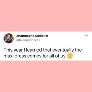 Amanda-Faye Jimenez Instagram - A few years ago, this miniskirt femme said that if you ever caught me in public wearing a maxi dress, you should ask me to blink twice if I’ve been kidnapped. In 2021, I’m googling “mega dress,” not because I don’t think I can pull off a mini, but because I need more dress for all my feelings. #femmefriday #timeishomophobic #timeisfemmephobic
