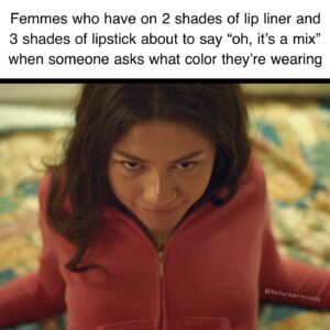 Amanda-Faye Jimenez Instagram - Truthfully, it took a lot out of me to resist the urge to return briefly to meme form and not simply make one about my recent hysterectomy, but luckily for you: 

1. I saw Challengers, which blew my MIND!!
2. It’s #femmefriday
3. The blue eye shadow and red lip thing that’s happening everywhere 👄
4. I started a new antidepressant after almost 3 years being absolutely ridden raw by major depressive disorder and prrrettty serious anxiety, and it is helping, I think, but it has not made me any less prone to eating ill-advised cheeses. 
5. So yeah, I had surgery and for the very first time, for a little while, I felt completely embodied, totally human, like the woman I’ve been wanting to be my whole life, in fact, and I can’t talk about that much without crying, so it’s probably an essay, not a meme *eyeroll, jackoff motion*