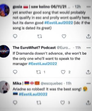 Amanda Hermiine Künnapas Instagram - Ma olen siin päevade jooksul vaadanud, et Dramanda tegi @eesti_laul -ul ikka korralikult contenti. Pidin parimaid pärle ikka teiega jagama ka 🤣 (Ühtlasi jõudis lugu ka spotify-sse) 💋