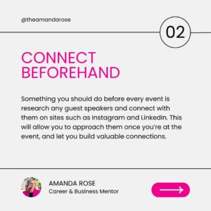 Amanda Rose Instagram - One of the most influential and efficient ways to raise your profile and generate quality partnerships and leads in the business world is through networking 🤝

However, networking will only help you if done strategically and with confidence. As with most things, there are certain do’s and don’ts when it comes to networking. Here are my top tips for those of you wanting to network with confidence.

🙋🏻‍♀️ If you’re looking for a mentor to help you navigate the world of business, I offer one-on-one mentoring services. Work with me to strategise for your business and tackle the obstacles standing in your way. Learn more on my website (link in bio)

#networking #networkingtips #businessmentor #businesstips #confidence #careermentor #amandarose #bosslady #womeninleadership #womeninbusiness
