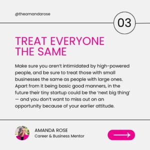 Amanda Rose Instagram - One of the most influential and efficient ways to raise your profile and generate quality partnerships and leads in the business world is through networking 🤝

However, networking will only help you if done strategically and with confidence. As with most things, there are certain do’s and don’ts when it comes to networking. Here are my top tips for those of you wanting to network with confidence.

🙋🏻‍♀️ If you’re looking for a mentor to help you navigate the world of business, I offer one-on-one mentoring services. Work with me to strategise for your business and tackle the obstacles standing in your way. Learn more on my website (link in bio)

#networking #networkingtips #businessmentor #businesstips #confidence #careermentor #amandarose #bosslady #womeninleadership #womeninbusiness