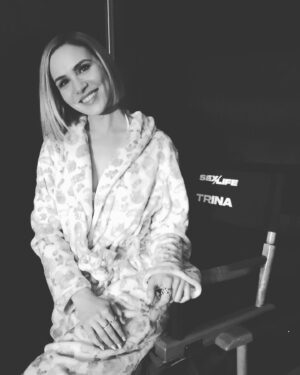 Amber Goldfarb Instagram - Hope I get to sit in this chair again! Season 2 anyone? (Oh and can’t forget the comfy robe)  #sexlifenetflix #sexlife #netflix #season2 #trina