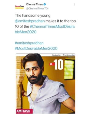 Amitash Pradhan Instagram - Thank you kind voters and @chennaitimestoi for putting me in the Top 10 of a list with a lot of people I really admire. Means a lot. 
Gratitude 🙏❤️
#chennaitimesmostdesirablemen2020 #timesofindia #top10 #loveandgratitude #tamilcinema