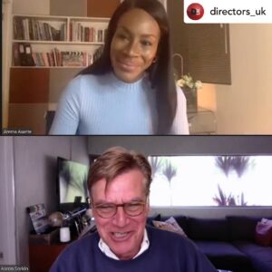 Amma Asante Instagram - Enjoyed being in conversation with Aaron Sorkin. So many #screenwriting and #Directing gems - link in bio 

Repost• @directors_uk Aaron Sorkin   @iammaasante = the latest episode of the Directors UK Podcast!

Back in December, we were thrilled to host Aaron Sorkin and Amma Asante in conversation about The Trial of the Chicago 7 - shortlisted this week for Golden Globes for Best Director and Best Film! Now you can listen to it all on the Directors UK Podcast - link in bio!

Listen and subscribe via your favourite podcatcher to hear interviews with Chloé Zhao, Spike Lee, Paul Thomas Anderson, Greta Gerwig, Quentin Tarantino, Rose Glass, Sam Mendes and many more...

#podcast #directorsuk #goldenglobes #directors #filmmaking #aaronsorkin #ammaasante #trialofthechicago7 #netflix