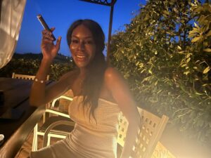 Amma Asante Instagram - Just me doing the ‘Boss lady’ pose on a beautiful Tuscan Night.
💛✨

(No, I do not smoke 💨)

Wishing you a lovely week ♥️🎈