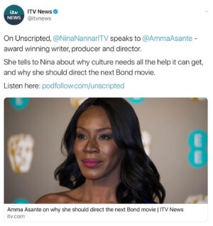 Amma Asante Instagram - This was great chat with Nina Nannar for ITN earlier this week ✨ Link in bio.