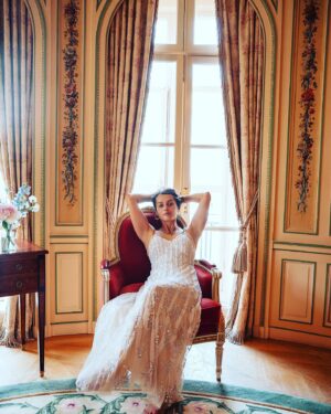 Amrita Acharia Instagram - Old school glam @theritzlondon with @needleandthreadlondon ‘s glittering creations 🫶🏽👀