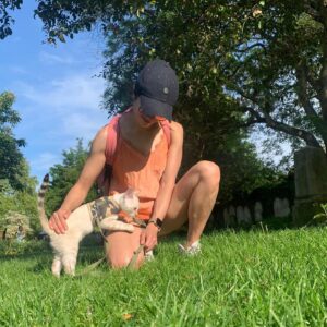 Amrita Acharia Instagram - Laugh all you want but we love our walks 😂 This one’s made me more patient, reminded me to take time out, annoyed the hell out of me   cuddled me when I needed it most. Lockdown Love is real 🥰Crazy Cat lady life with Remi 🧡 •
•
•
#london #lockdown #bengal #kittens #stokey #spring