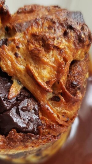 Amy Bouzaglo Instagram - Chocolate Croissant Bread Pudding with Salted Caramel