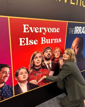 Amy James-Kelly Instagram - There may be no official evidence that we were there, but we were there...
•
Everyone Else Burns goes to Edinburgh! AND we can now finally announce that we will soon be filming SEASON 2!!! YOU PRAYED, WE HEARD.
•
Being nominated was a HUGE honour in itself and a wonderful surprise was ending up sharing a meal with @aliyahodoffin before dancing to a Paolo Nutini cover outside the lift and ultimately CRASHING. (Our energy crashed, not the lift).
•
Hair and makeup by the amazing @miacurrie.hair.makeup 
Suit from the equally amazing @shopdusty