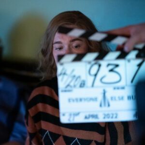 Amy James-Kelly Instagram - And so this is it. The end is nigh.
Everyone Else Burns will conclude tonight at 10pm on Channel 4. 
The love you've shown for this show has made a wonderful experience even more wonderful. Blessings to you all.
I ADORE Rachel - spending all day every day being an awkward teenage mess with a perpetually furrowed brow was a JOY, as you can tell from the last two pictures of me being me... Fingers crossed I see her again soon...
Venturing into the world of comedy has been glorious - I've been paid to cry since my career began so this was a great new challenge. Long may it continue! (Although, future employers, I will still cry for money, I'm really good at depressing audiences please don't think I won't because I so will please hire me please goddamnit).
•
#EveryoneElseBurns #All4 @jax_media @channel4 @universalintlstudios