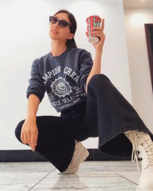 Amy L. Workman Instagram - fit check:
-starbucks courtesy of starbucks
-pants courtesy of costume department (stolen)
-fight sounds courtesy of me
-bookish sweatshirt courtesy of @college.bookcore (ps if you haven’t read @marissameyerauthor’s lunar chronicles… do so)