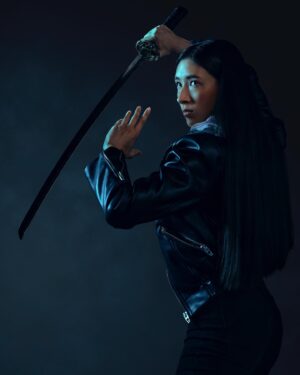 Amy L. Workman Instagram - Introducing Hikari, and more importantly my steadfast companion her katana. Meet us both January 26 on @paramountplus 🌖 @teenwolf #TeenWolfMovie #ParamountPlus