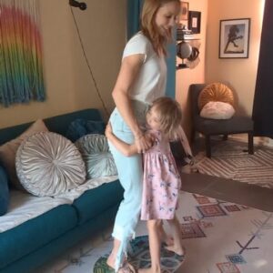 Amy Paffrath Instagram - Motherhood is a constant balancing act💗 ⚖️
Conversation (and hugs) with Ember are just the best 🥹
@indoboard #balance #motherhood #mommydaughtertime
