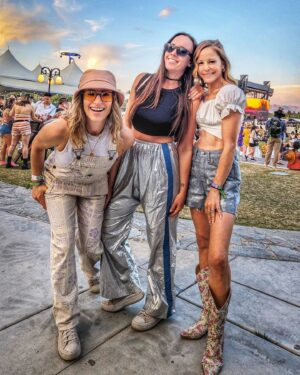 Amy Paffrath Instagram - A blond, a brunette & a redhead go to @coachella 🦋🌈🎡✨💖 no better festival duo than @lauren_koeppe   @pagejeter 
Day 1 was a dream 💭 and when my head finally hit the pillow after 8  hours of dancing, there was @honeymoon on her motorcycle giving us all compliments and encouraging me to write my book. Live like Lana. Be weird, dark and crazy. To thine own self be true and the people who your moody melodies are meant for will receive your artistic vision fully. Grateful to experience this iconic performance and be present for it. It's a beautiful life. Don't miss it 🫶🏻🎶

#coachella #dancinginthedesert #lanachella #iykyk